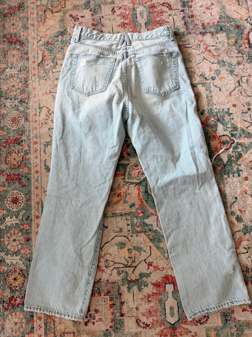 SLVRLAKE Light Blue Straight Women's Jeans with Knee Rips - Picture 4 of 4